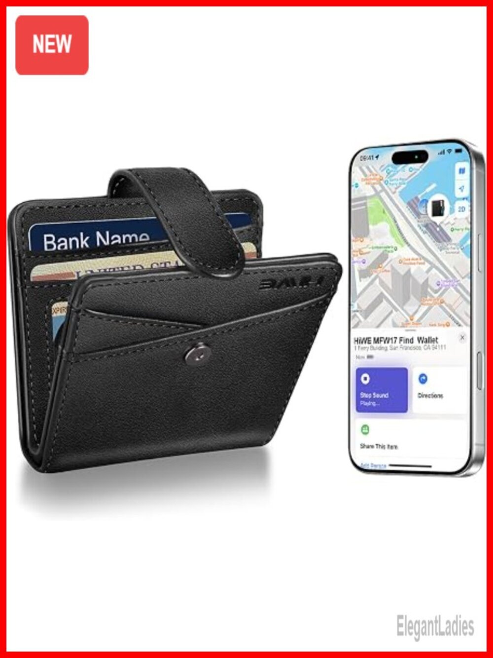 Bifold Wallet with Find My Tracker RFID Blocking PU Leather